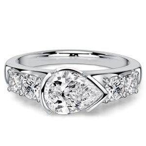 Italo East-west Half Bezel Pear Cut Five Stone Engagement Ring For Women