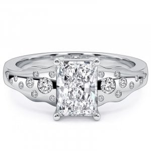 Italo Side Stone Waterfall Radiant Cut Engagement Ring For Women