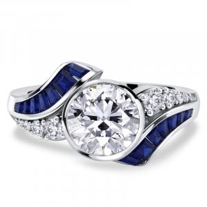Italo Bypass Bezel Set Round Cut Vintage Engagement Ring For Women