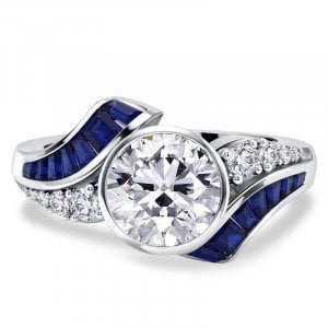 Italo Bypass Bezel Set Round Cut Vintage Engagement Ring For Women