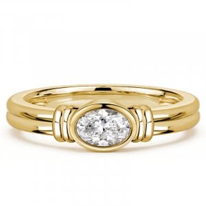 Italo Dainty Bezel Setting East West Oval Cut Solitaire Engagement Ring