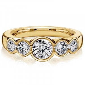 Italo Golden Bezel Setting Five Stone Engagement Ring Promise Ring