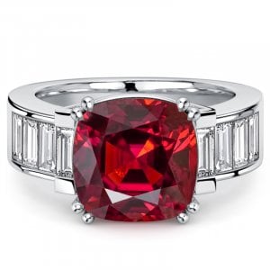 Italo Channel Set Cushion Cut Ruby Unique Engagement Ring For Women