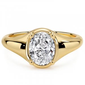 Italo Bezel Setting Solitaire 2 Carat Oval Cut Engagement Ring For Women