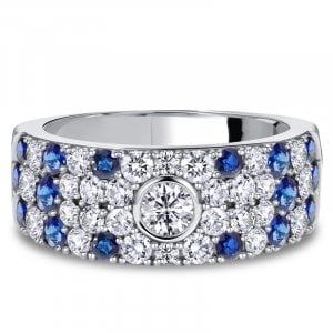 Italo Micro Pave Bezel Setting Round Cut Unique Engagement Ring For Women