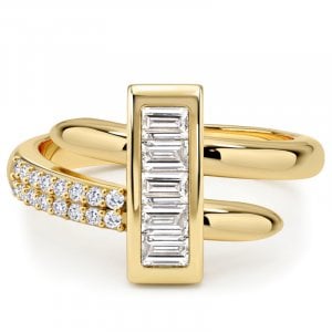Italo Golden Bypass Design Micro Pave Unique Engagement Ring For Women