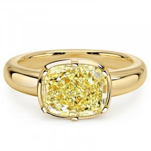 Italo Multi Prong Elongated Cushion Cut Yellow Topaz East West Ring For Women