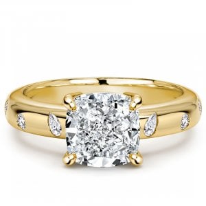 Italo Multi Cut White Sapphire Cushion Cut Engagement Ring For Women