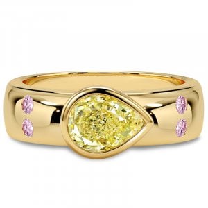 Italo Bezel Setting East West Yellow Topaz Pear Cut Gold Engagement Rings