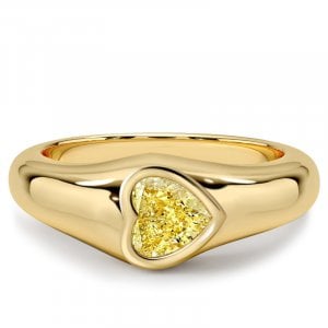 Italo Bezel Setting Heart Cut Yellow Topaz East West Ring For Women