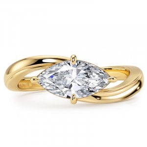 Italo Golden East West Marquise Cut Solitaire Engagement Ring For Women