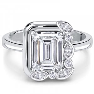 Italo Unique Bezel Setting Emerald Cut Engagement Ring For Women