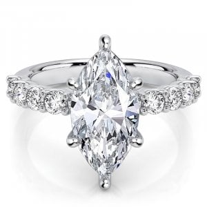 Italo East West White Sapphire Marquise Engagement Ring For Women