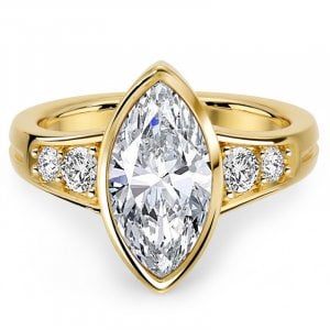 Italo Golden Bezel Setting White Sapphire Marquise Engagement Rings For Women