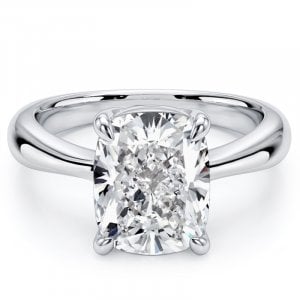 Italo 4 Prong Solitaire 4 Carat Cushion Cut Engagement Ring For Women