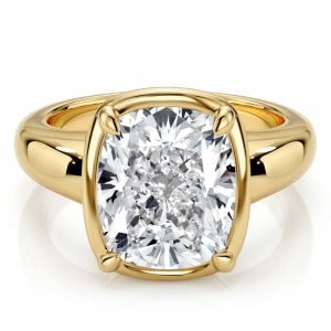 Italo Golden Solitaire Elongated Cushion Cut Engagement Ring For Women