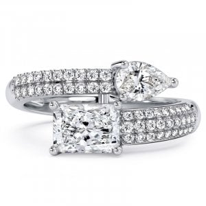 Italo Toi Et Moi Micro Pave Pear & Radiant Cut Engagement Ring For Women