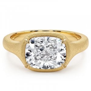 Italo Golden Solitaire Elongated Cushion Cut Engagement Ring For Women