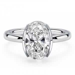 Italo Half Bezel Solitaire 3 Crart Oval Cut Engagement Ring For Women