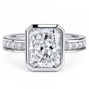 Italo Bezel Setting Radiant Cut Engagement Ring For Women Bezel Set Ring