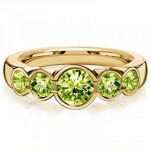 Italo Bezel Set Five Stone Peridot Engagement Ring Promise Ring