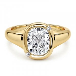 Italo Golden Symmetrical Bezel Setting Cushion Cut Engagement Ring