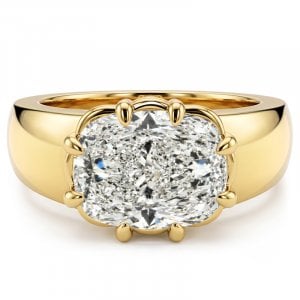 Italo Golden Multi Prong 3 Carat Elongated Cushion Cut Engagement Ring