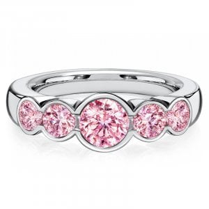 Italo Bezel Set Five Stone Pink Sapphire Engagement Ring Promise Ring