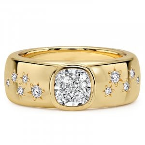 Italo Golden Waterfall Bezel Setting Cushion Cut Engagement Ring For Women