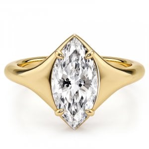 Italo Golden East West Solitaire Marquise Engagement Ring For Women