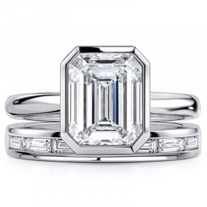 Italo Bezel Setting Radiant Cut Engagement Ring Sets For Women