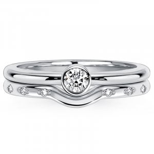 Italo Bezel Setting Round Cut Engagement Ring Sets For Women