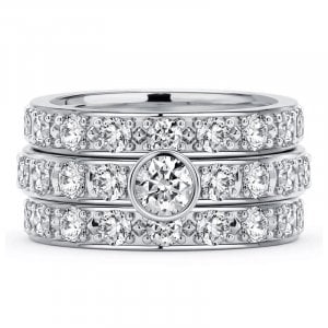 Italo Bezel Setting Ring Guard Enhancer Wedding Set For Women