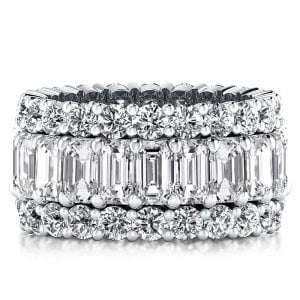 Round And Emerald Cut Wedding Band