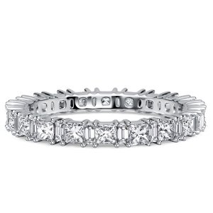 Italo Princess & Baguette Cut Eternity Wedding Band Ring For Women