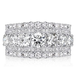 Italo Multi Row Half Eternity Wedding Band Anniversary Ring