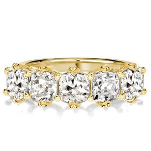 Five Stone Cushion Cut Wedding Band For Women