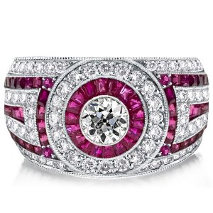 Italo Vintage Ruby Ring Round Cut Bezel Setting Cocktail Ring