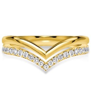 Italo White Sapphire Chevron Wedding Band Chevron Ring Classic