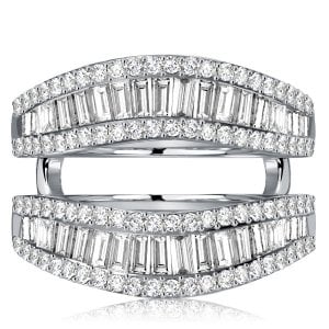 Italo Baguette Cut Ring Guard Enhancer Wedding Band Sterling Silver Rings