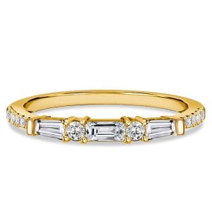 Italo Baguette & Round Cut Half Eternity Wedding Band Classic