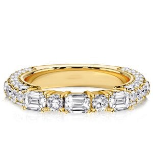 Italo 3-Sided Emerald & Round Cut White Sapphire Bands