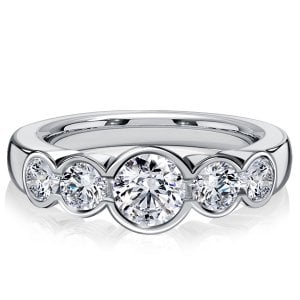 Italo Bezel Set Five Stone Engagement Ring Promise Ring