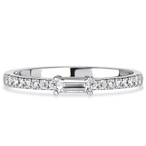 Italo East West White Sapphire Baguette Cut Half Eternity Band