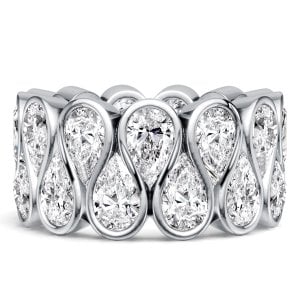 Italo Multi Row Bezel Set Pear Cut Eternity Wedding Band For Women