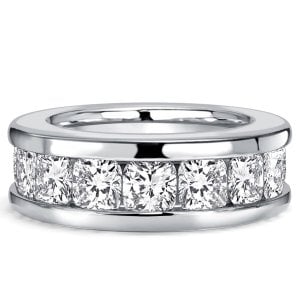 Italo Channel Set 3.5 MM Cushion Cut Eternity Wedding Band Ring For Women