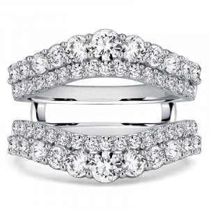 Italo Crown Round Cut Ring Guard Enhancer Wedding Band For Women