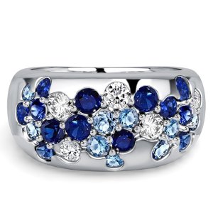 Italo Waterfall Ring Blue Sapphire Wedding Band Ring For Women Aquamarine Ring