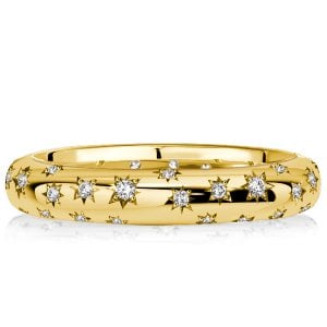 Italo Solid Star Gypsy Setting Round Cut Eternity Wedding Band Ring For Women