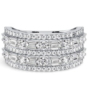 Italo Five-Row Emerald & Round Sapphire Half Eternity Band For Women